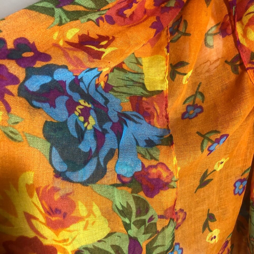🌸 Vibrant Floral Sheer Scarf / Shawl – Bold, Romantic, Cottagecore Dream 🌸 - Picture 8 of 10
